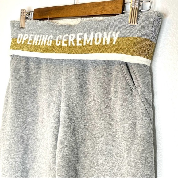 Opening Ceremony Gold & Silver Logo Glitter Trim Gray Joggers - Picture 2 of 8